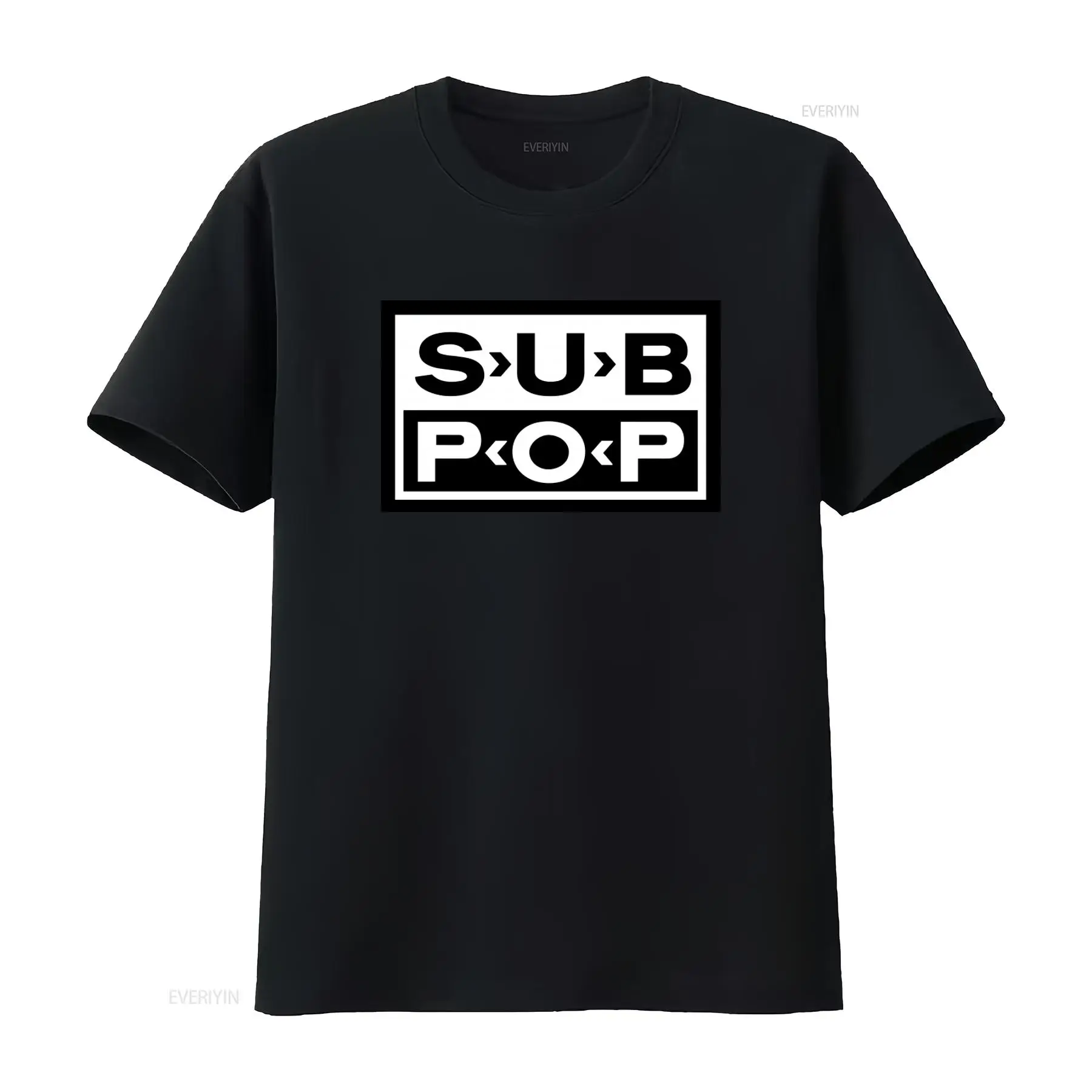 Street Fashion Logo - Sub Pop Logolu Tişört Siyah Beyaz