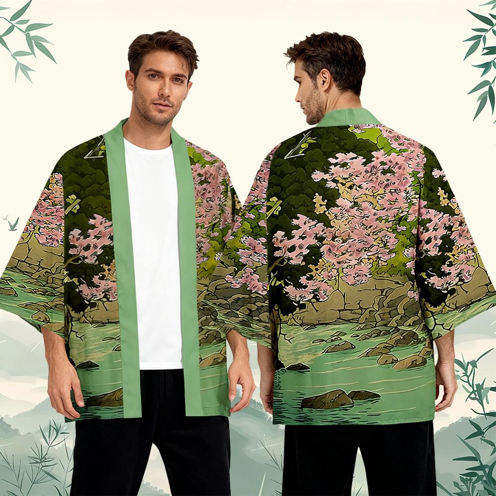 Street Fashion Kimono - Kiraz Çiçeği Desenli Japon Tarzı Kimono