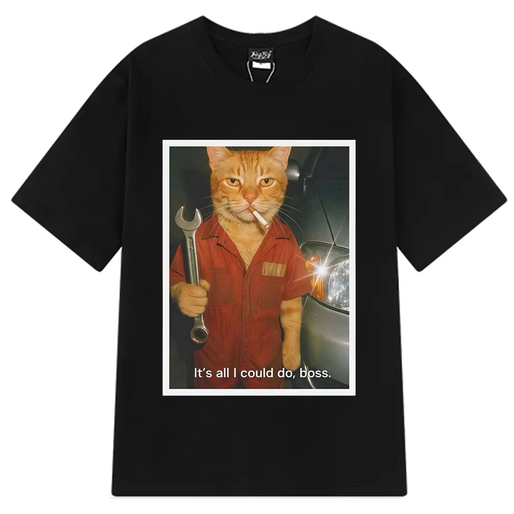 Fashion Street Cat - Komik Kedi Mekanik Fanlar T-shirt kadın