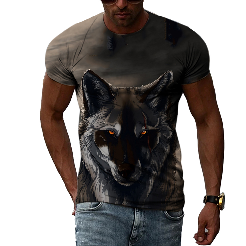 Street Fashion Elements - Rahat erkek hayvan baskı T-shirt Hip-hop