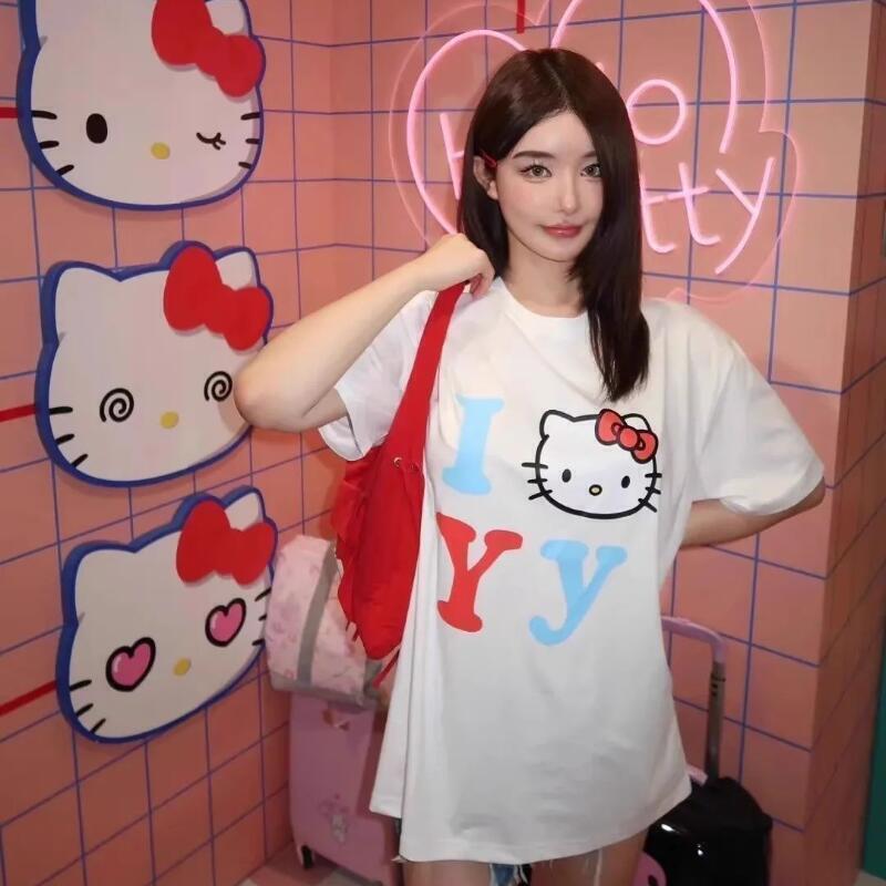 Street Summer Fashion - Kısa Kollu Sanrio Yaz Saf Pamuklu
