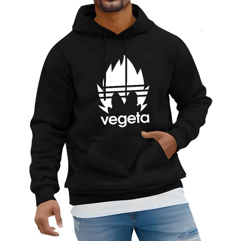 Street Fashion Trends 2025 - Vegeta Baskı Erkek Kadın Kapşonlu Kazak