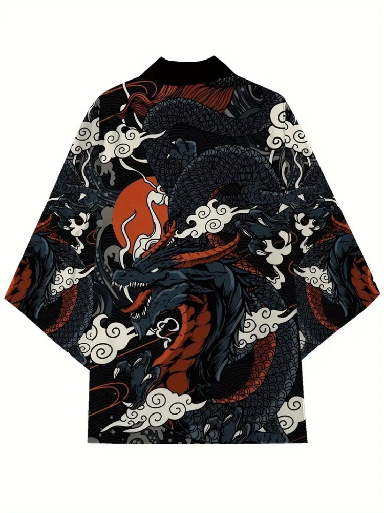 Street Fashion Kimono - Erkek Modası Japon Yaz Kimono Ejderha