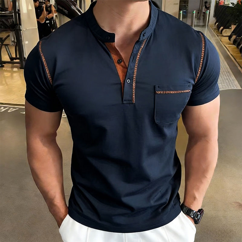 Street Summer Fashion - Yeni Yaz Erkek Henry Yaka Kısa