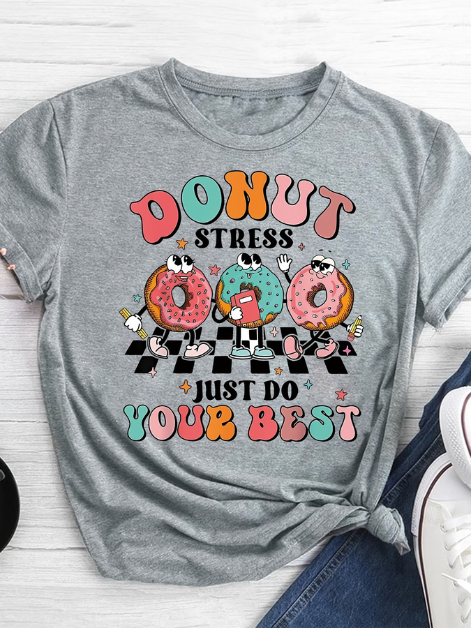 Karikatür Donut Baskılı Tişört - Street Fashion Trends 2025 incelemesi ve fiyatı