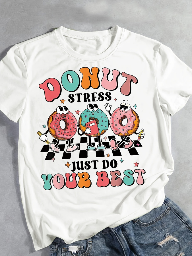 Karikatür Donut Baskılı Tişört - Street Fashion Trends 2025 incelemesi ve fiyatı